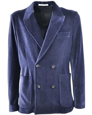 Paolo Pecora Double-Breasted Velvet Jacket - Blauw