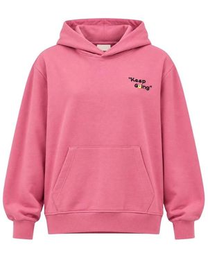 Barrow Hoodies & Sweatvesten ,Roze ,Katoen Hoodie Met Print En Geribbelde Boorden