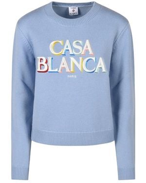 CASABLANCA Round-Neck Knitwear - Azul
