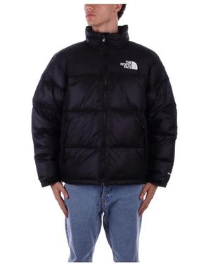 The North Face Schwarze daunenjacke logo reißverschluss taschen