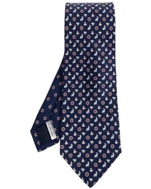 Ferragamo Seidenkrawatte Mit Charms-Print - Blau
