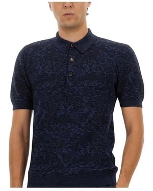 Etro Tops ,Blauw ,Katoen Paisley Gebreide Polo