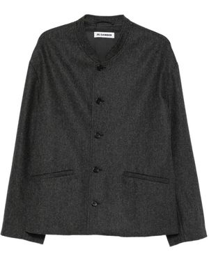 Jil Sander Band-Kraag Enkelrijig Jasje - Zwart