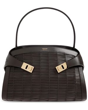 Ferragamo Tassen ,Bruin ,Leer Hug Leather Bag - Zwart