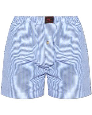 Willy Chavarria Korte Broeken ,Blauw ,Katoen Striped Pattern Shorts