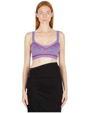 Rabanne Metallic Knit Crop Top - Pink