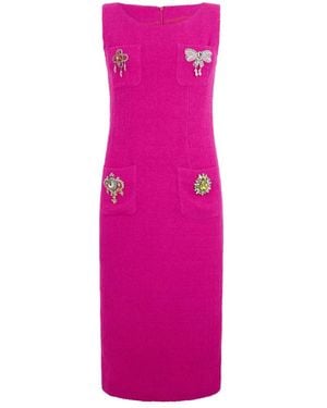 Moschino Kleedjes ,Roze ,Wol Nervous Jurk Met Opgestikte Zakken