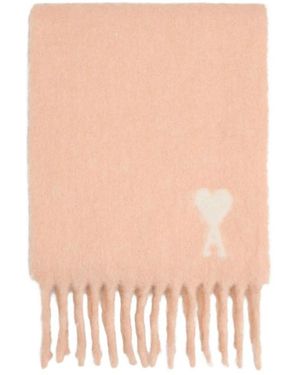 Ami Paris Roze Jacquard Hart Sjaal - Naturel