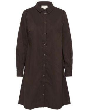Cream Shirt Dresses - Marrón