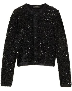 Twinset Truien & Vesten ,Zwart ,Leer Geborduurd Gebreid Vest