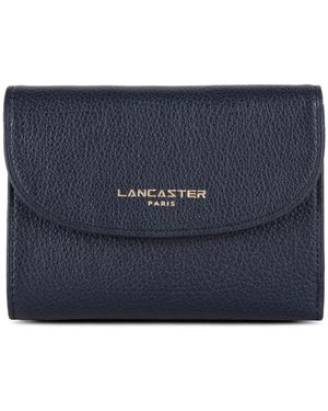 Lancaster Accessoires ,Blauw ,Leer Stijlvolle Dubbelzijdige Portemonnee Met Klep En Drukknoop