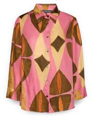 Elena Miro Overhemden ,Veelkleurig ,Satijn Oversized Viscose Shirt Met Print - Meerkleurig