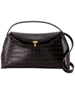 TOTEME Bruin Leren Top Handtas - Zwart
