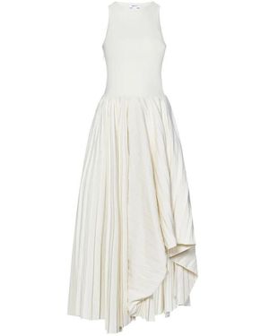 McQueen Weiße Plissierte Kleid Asymmetrischer Saum