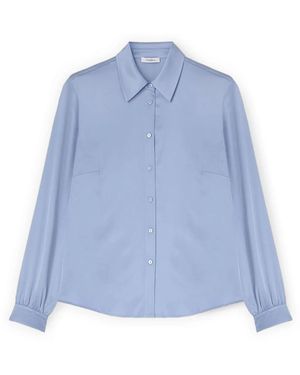 mötivi Overhemden ,Blauw ,Satijn Viscose Satin Shirt