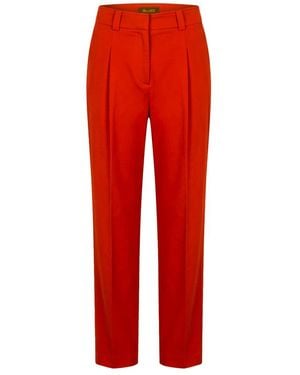 Moorer Broeken ,Rood ,Katoen Broek Met Hoge Taille En Plooien