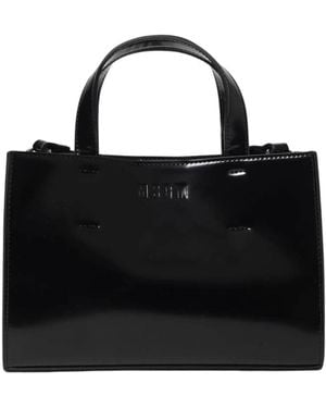 MSGM Handtasche Mit Lackleder-Tragegriff Oben - Schwarz
