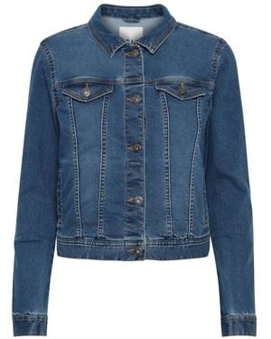 Ichi Denim Jacke Gewaschen Med. Blau