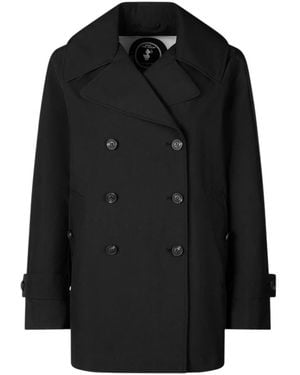 Save The Duck Double-Breasted Coats - Black