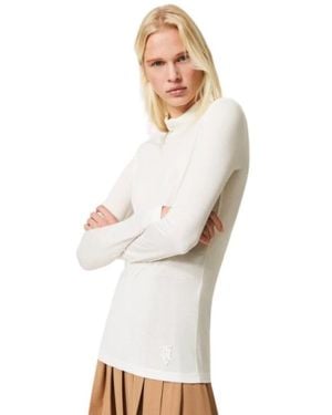Twinset Truien & Vesten ,Wit ,Polyester Dolcevita Turtleneck