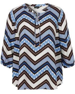 Via Appia Due Blouse V-Hals 3/4 Mouw Print - Blauw