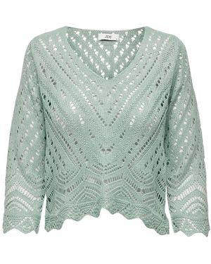 Jacqueline De Yong New Sun 3/4 Cropped Pullover - Grün