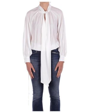 Manila Grace Overhemden ,Wit ,Leer Shirt Met Logo Achteraan En Verstelbare Bandsluiting