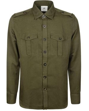 PT Torino Groene Safari Shirt Met Knoopsluiting