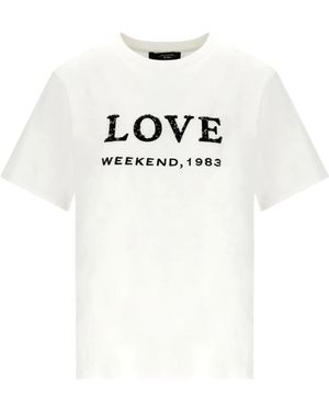 Weekend by Maxmara Tops ,Wit ,Katoen Iconische Print Jersey T-Shirt