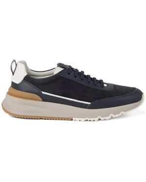 Brunello Cucinelli Blaue Wildleder Lederschnürschuhe