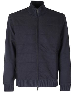 Fay Truien & Vesten ,Blauw ,Katoen Bi-Materiaal Jas Van Wol En Katoen
