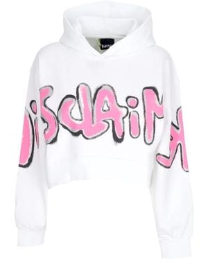 DISCLAIMER Short Hoodie W Big Logo Crop Hoodie - Roze