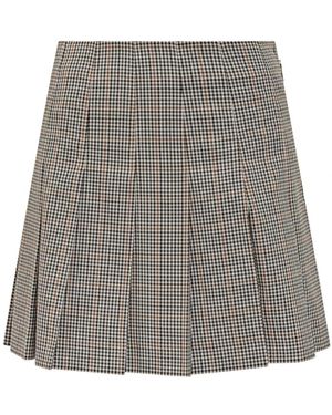 MSGM Rokken ,Veelkleurig ,Polyester Logo Patch Checked Skirt - Grijs