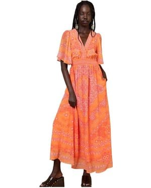 Hale Bob Kleedjes ,Oranje ,Chiffon Alitzel Chiffon Maxi Jurk