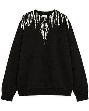 Marcelo Burlon Hoodies & Sweatvesten ,Zwart ,Katoen Crewneck Sweatshirt