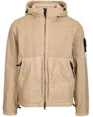 Stone Island Jassen ,Nylon Hooded Jacket - Naturel