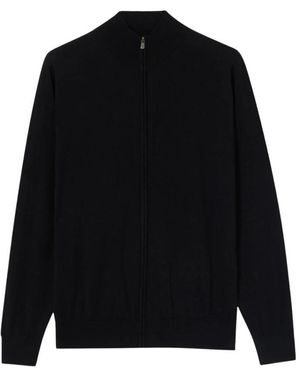 Brooks Brothers Merino-woll-pullover mit durchgehendem reißverschluss - Schwarz