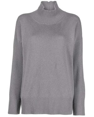 Lorena Antoniazzi Grijze Cashmere Coltrui Gebreide Trui - Grijs