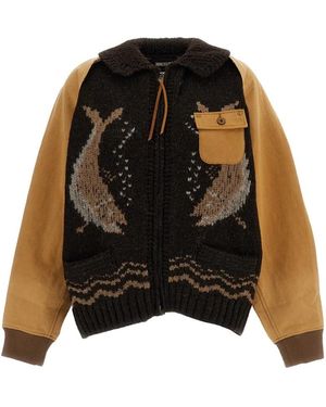 KHOKI Truien & Vesten ,Veelkleurig ,Katoen Combination Cowichan Sweater - Zwart