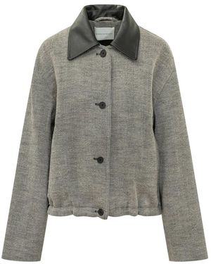 Studio Nicholson Seberg Lederkragen Jacke - Grau