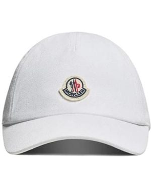Moncler Gabardine Baseball Cap Mit Logo-Patch - Weiß