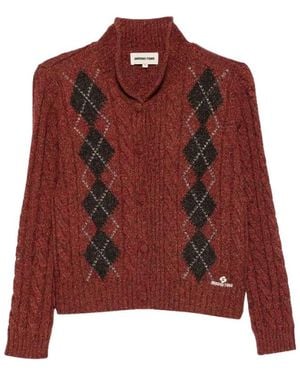 ShuShu/Tong Retro Color-Blocked Diamond Knit Vest - Rood