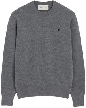 Ami Paris Round-Neck Knitwear - Gris