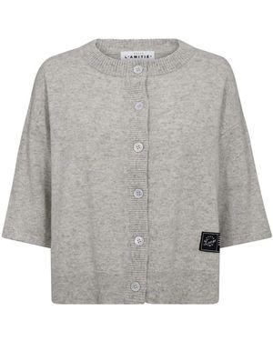 Haute L'Amitié Truien & Vesten ,Grijs ,Kasjmier Parel Melange Vest