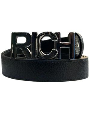 John Richmond Schwarz Silber Gürtel Stilvolles Modeaccessoire