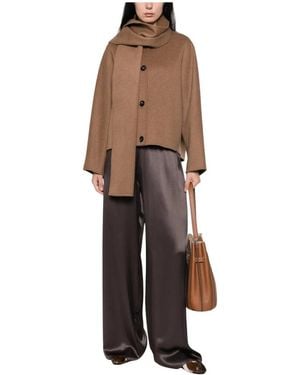 Max Mara Jacke Mit Schal-Detail Und Knopfleiste - Braun