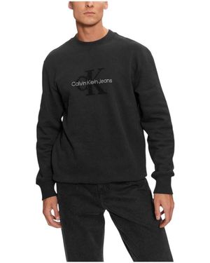 Calvin Klein Stilvoller bedruckter baumwollpullover - Schwarz