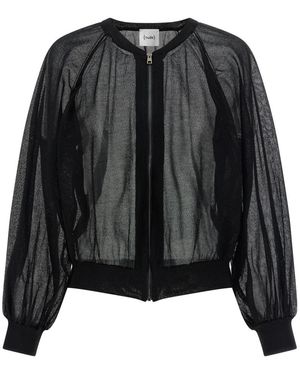 Nude Truien & Vesten ,Zwart ,Katoen Semi-Transparante Bomber Zip Cardigan