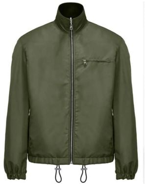 McQueen Logo Print Baumwolljacke Hoher Kragen - Grün