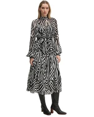 Diane von Furstenberg Kleedjes ,Zwart ,Polyester Kent Midi Jurk